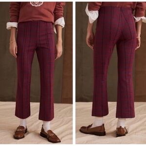 Anthropologie Maeve The Margot Kick-Flare Cropped Pants Plaid Red Blue Small